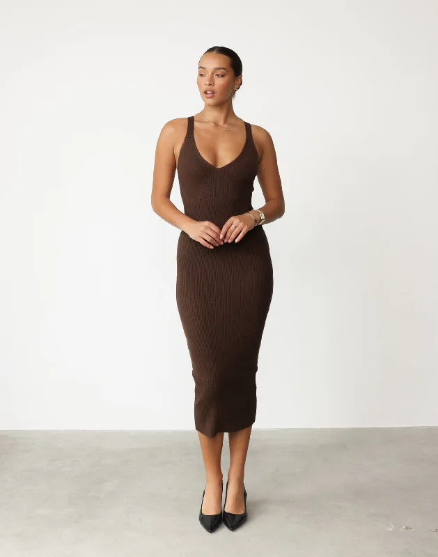 Mariam Midi Dress (Brown)