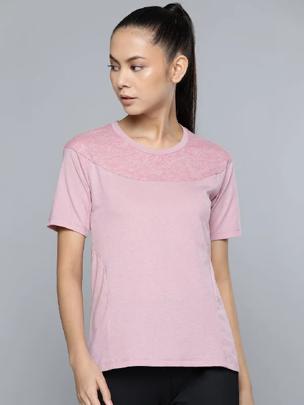 Alcis Women Pink Printed Slim Fit Round Neck T-shirt