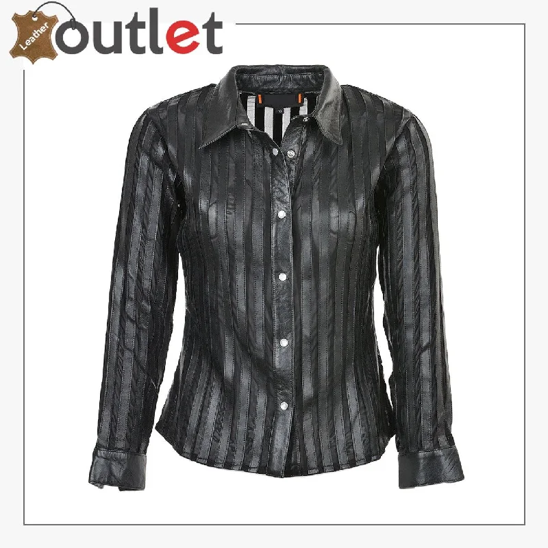 Black Womens Leather Shirt