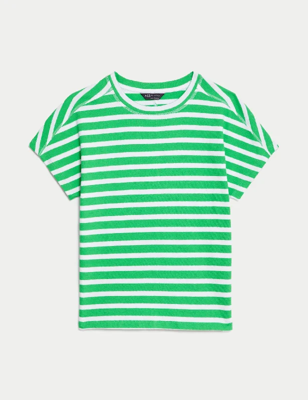 Pure Cotton Striped Textured Top