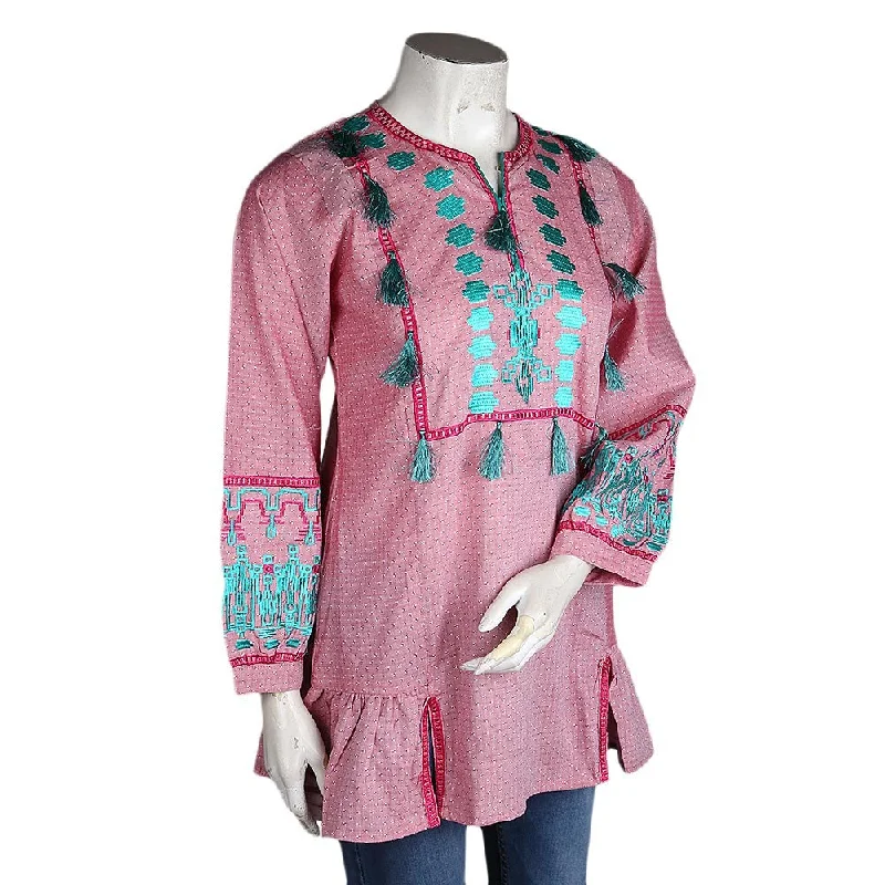 Women's Embroidered Top - Light Pink