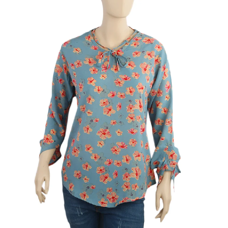 Women's Printed Western Top - Sea Green