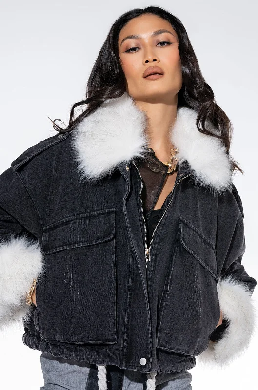 EMRATA OVERSIZED FUR TRIM JACKET