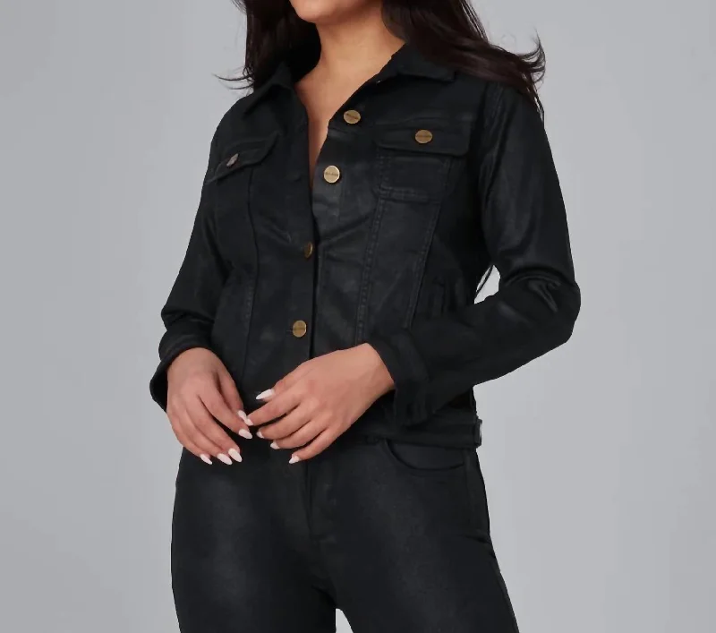 Gabriella Black Classic Jacket In Coated Black