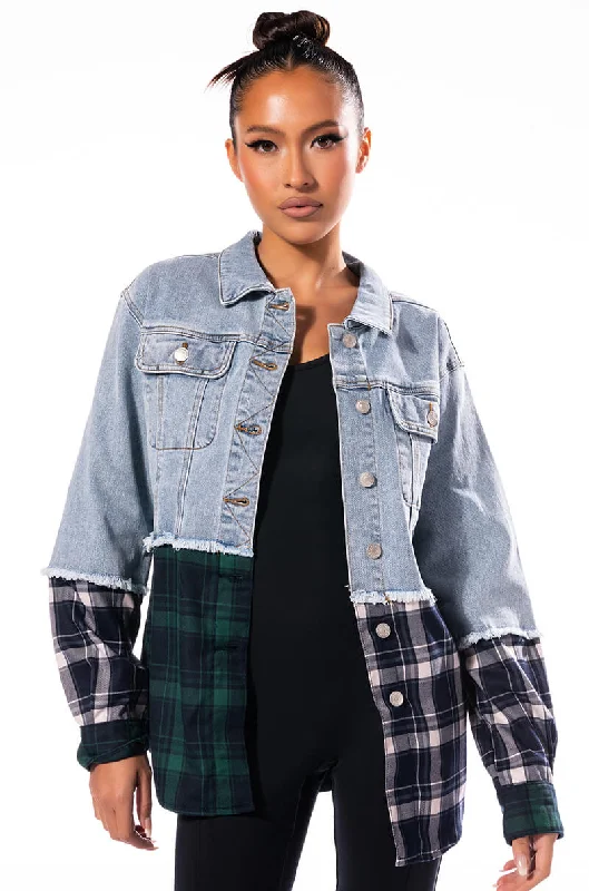 HAILEY DENIM PLAID OVERSIZED JACKET