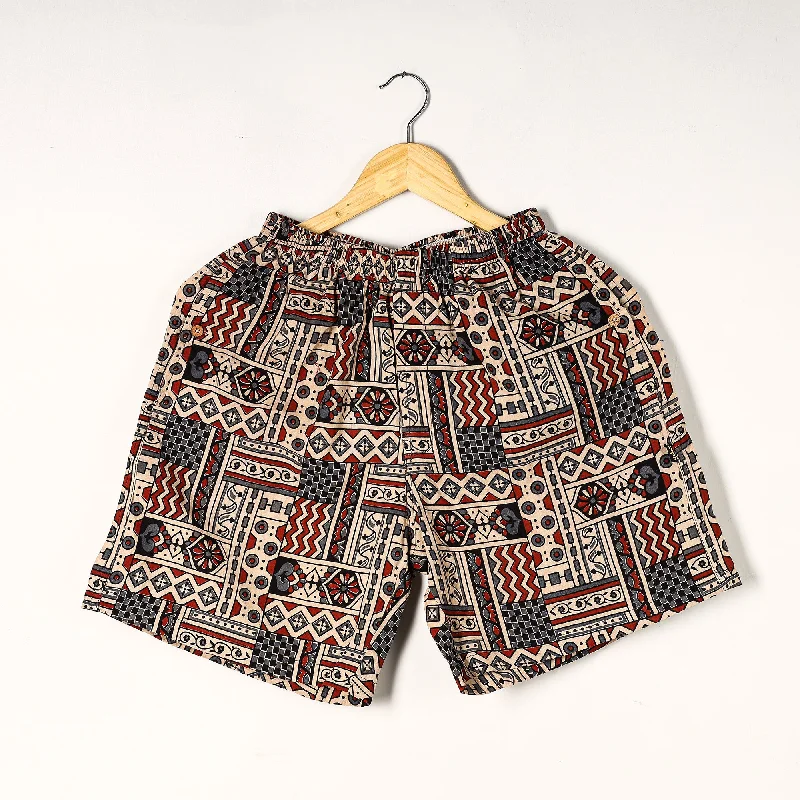 Multicolor - Ajrakh Block Printed Cotton Unisex Boxer/Shorts