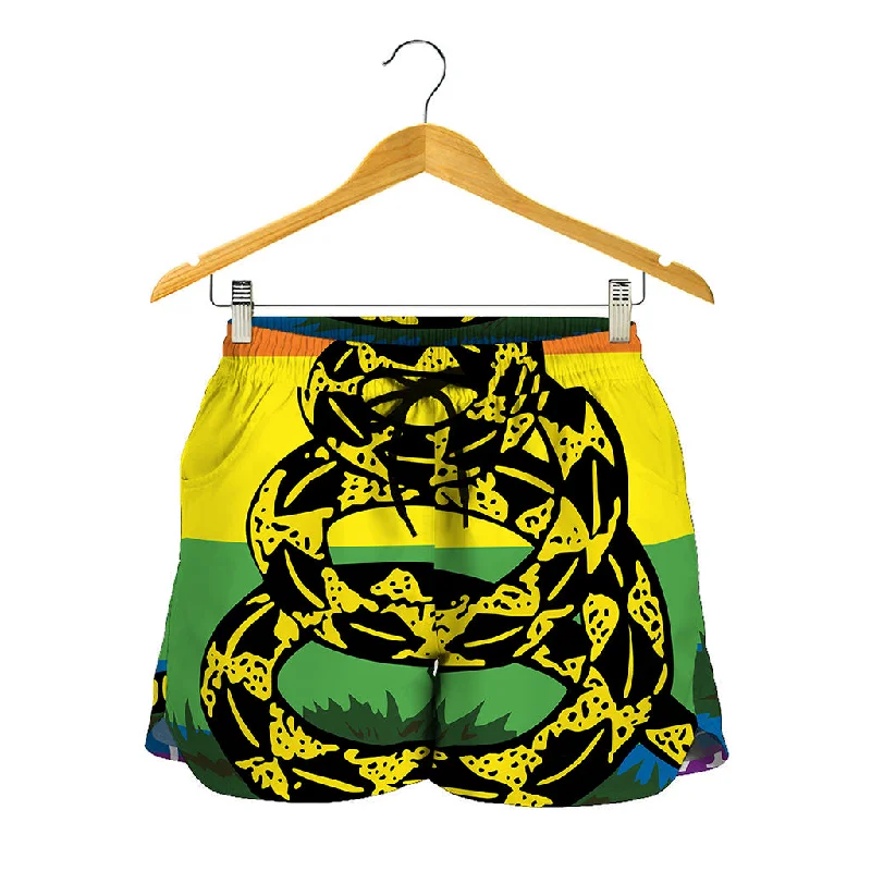 LGBT Rainbow Gadsden Flag Print Women's Shorts