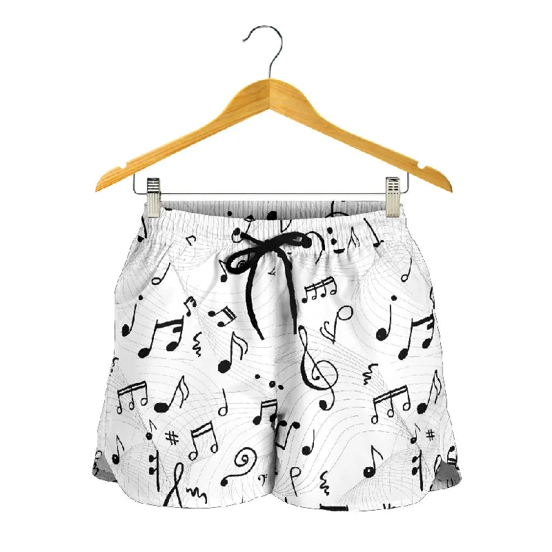 Music Notes Pattern Print Design 04 Women Shorts