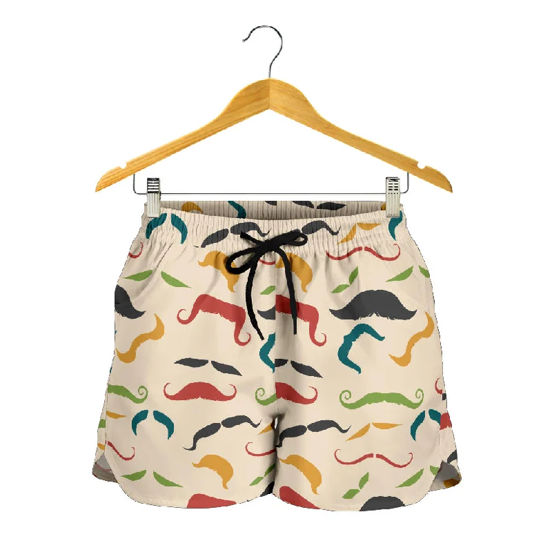 Mustache Beard Pattern Print Design 03 Women Shorts