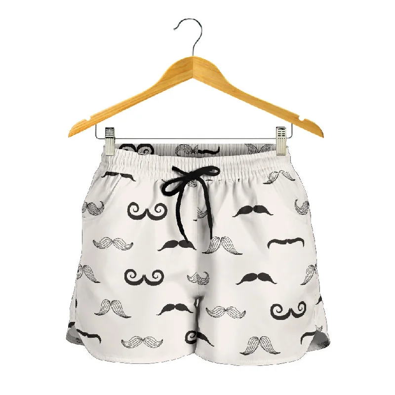 Mustache Beard Pattern Print Design 05 Women Shorts