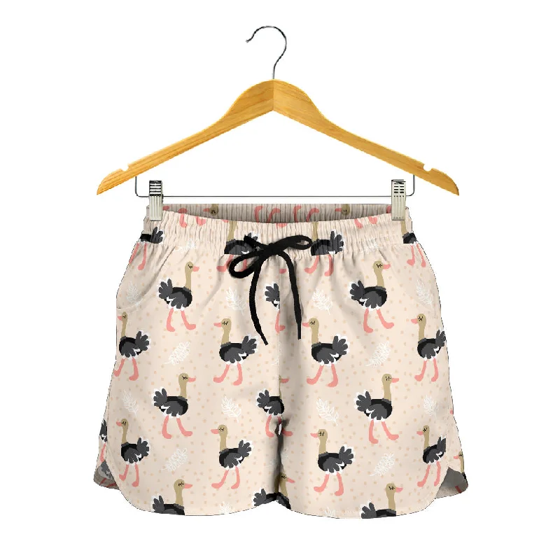 Ostrich Pattern Print Design 05 Women Shorts