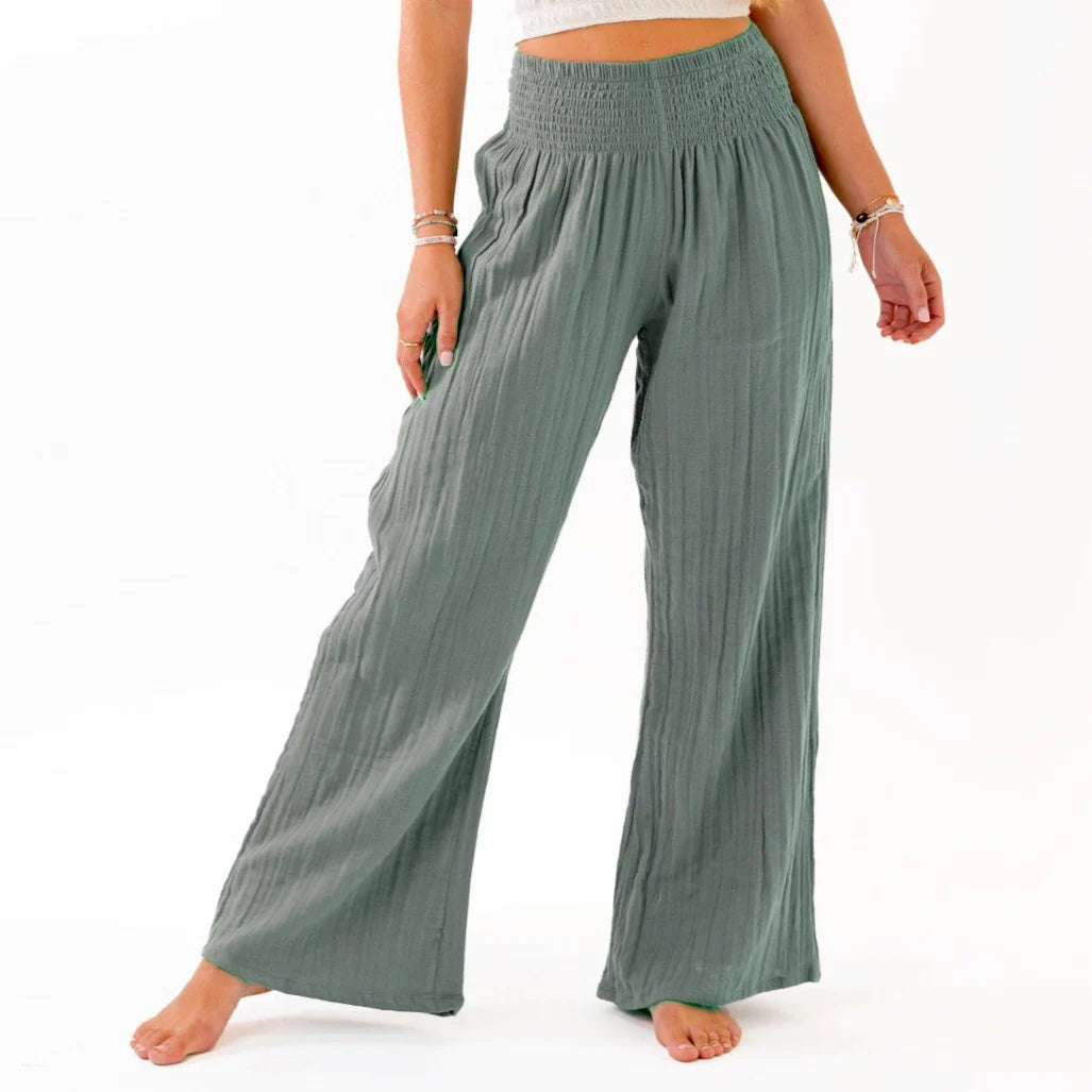 Sage Wide Leg Cotton Pants