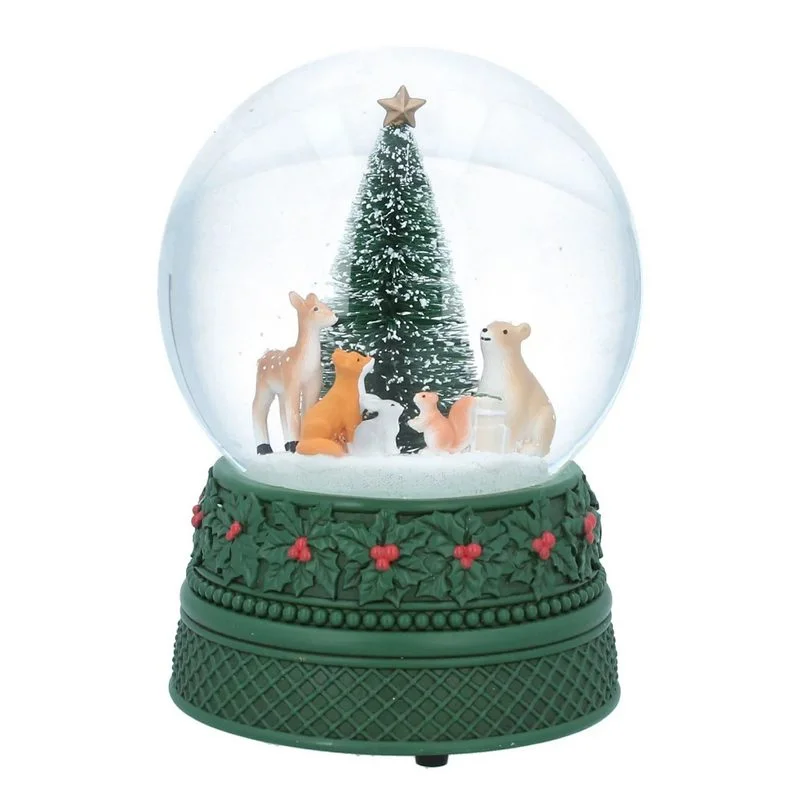 Musical Snow Dome Animals with Tree Scene