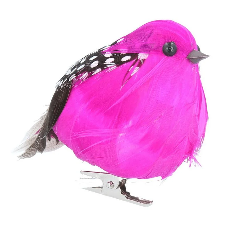 Clip on Round Bird Decoration Fuchsia