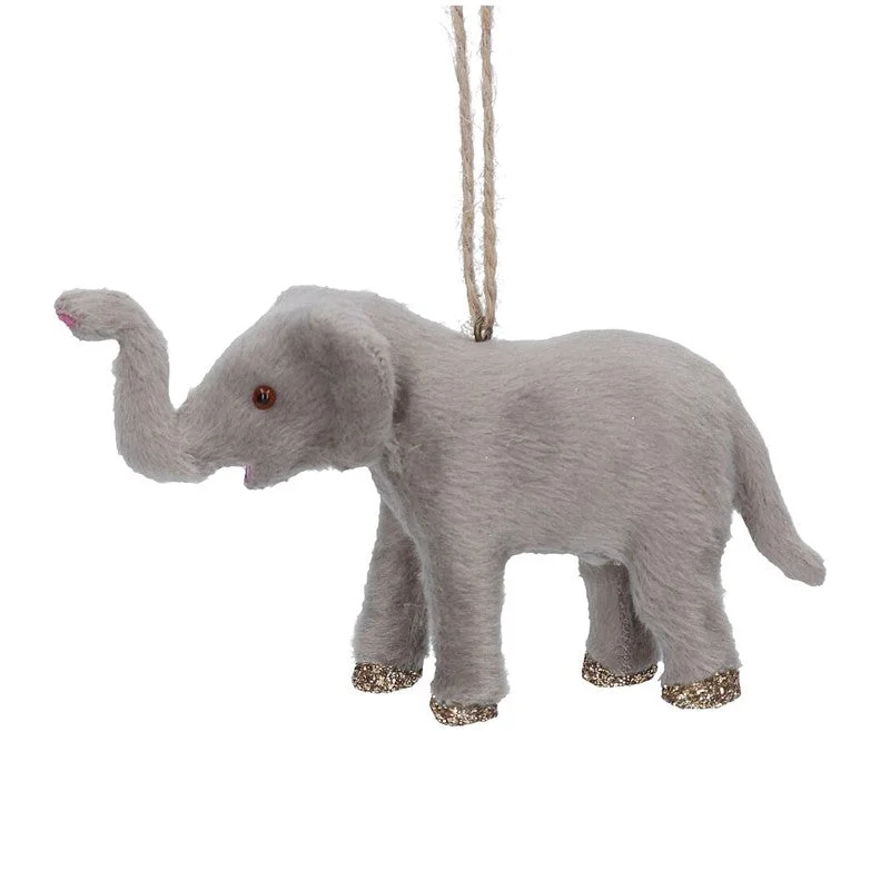 Faux Fur Elephant Christmas Tree Decoration