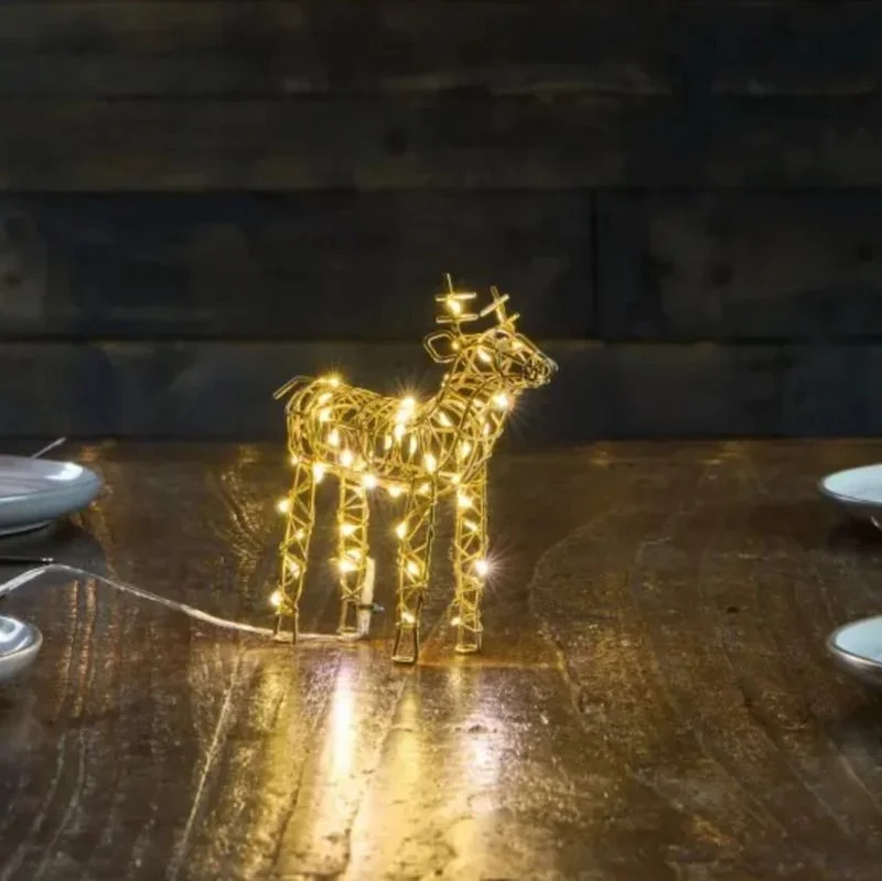 Gold Wire Reindeer Light Small