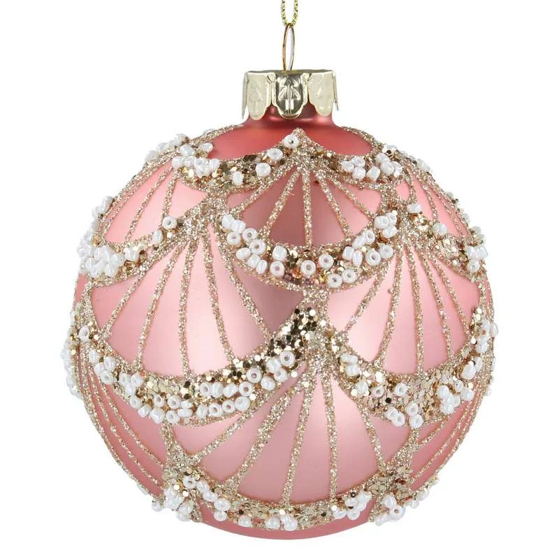 Matt Pink Glass Bauble Bead Swags