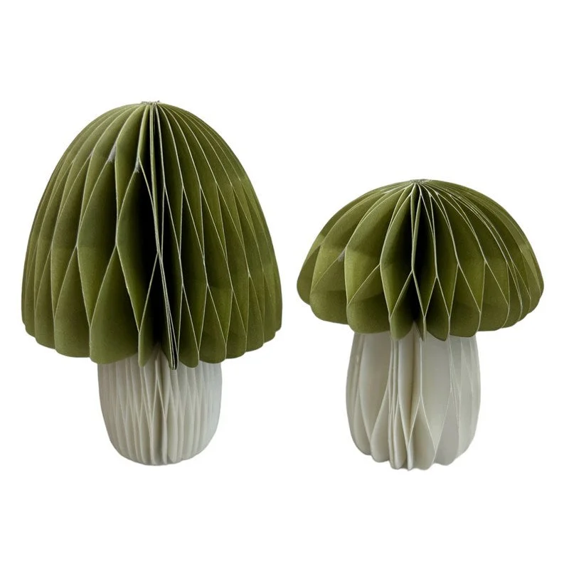 Honeycomb Paper Mushroom Sage & White