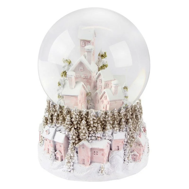 Pastel Village Musical Snow Dome