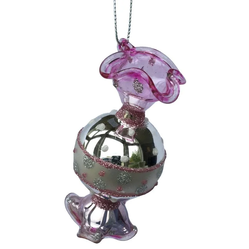 Pink and White Glass Sweet Bauble