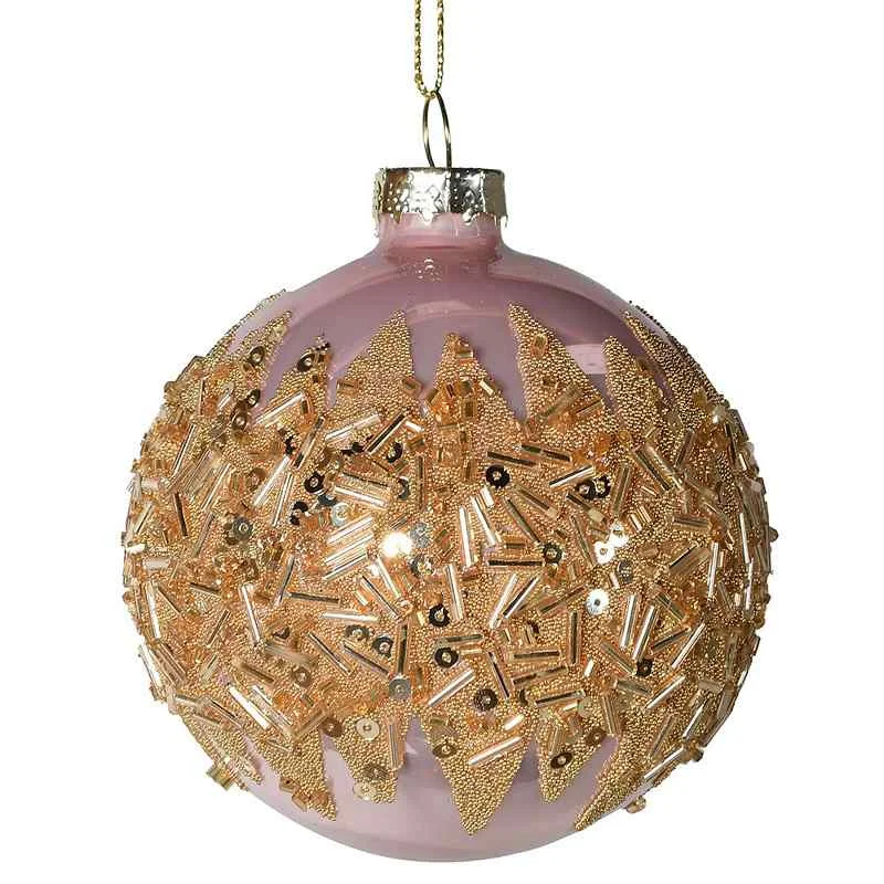 Pink Bauble With Gold Sequins and Beads