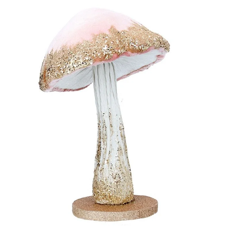 Pink Fabric Glitter Toadstool Large