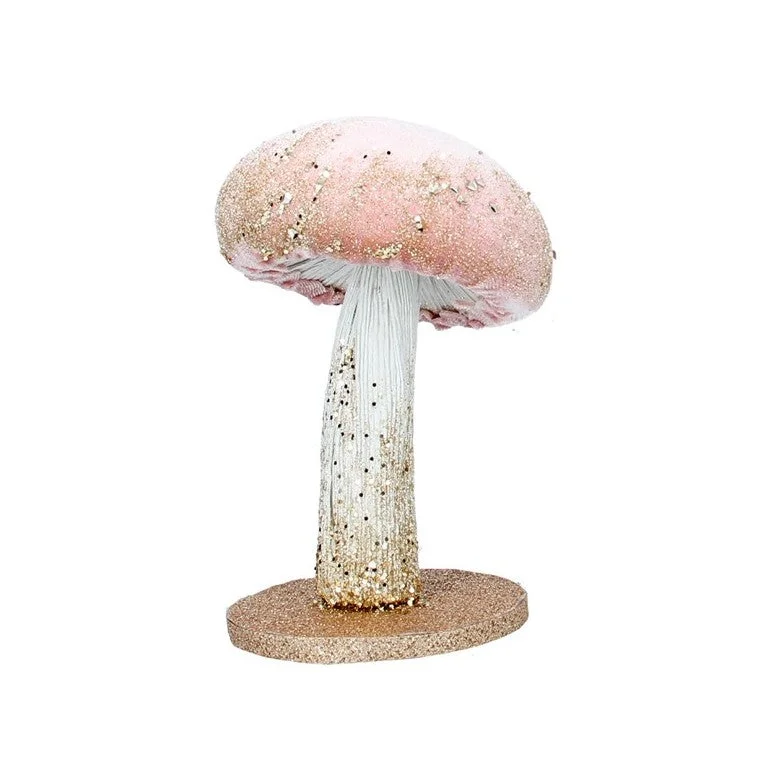 Pink Fabric Glitter Toadstool Small