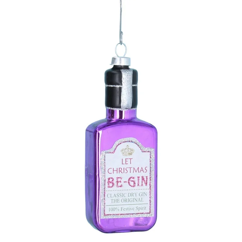 Purple Gin Bottle Glass Bauble