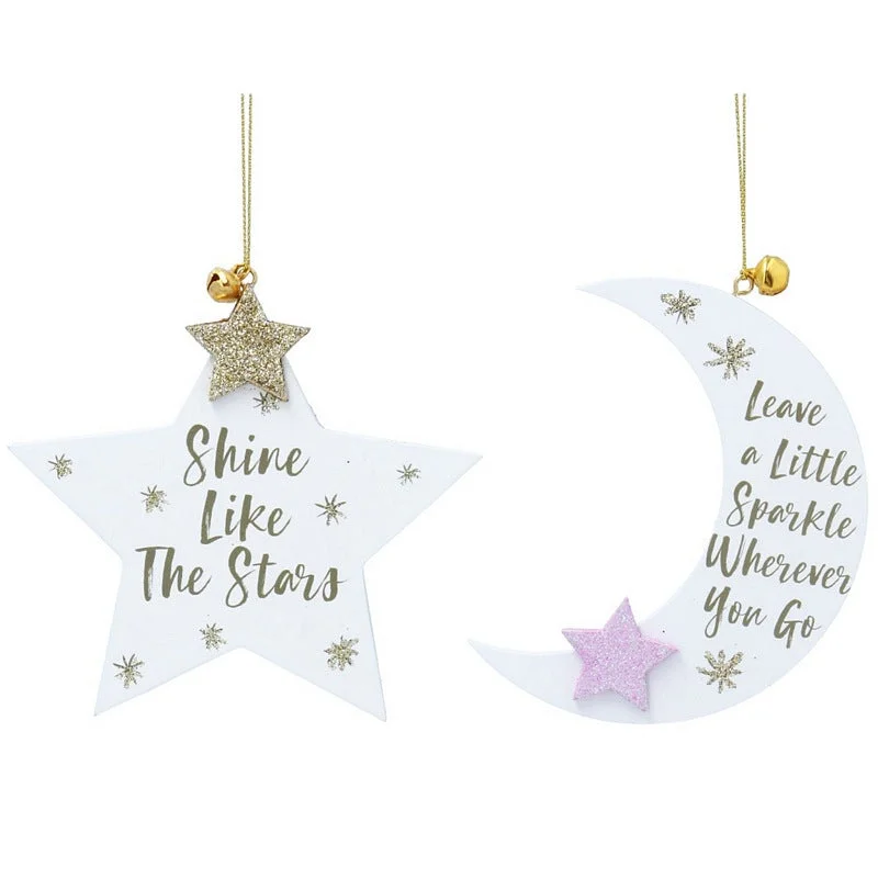 Sentiment Wooden Decoration Moon Or Star