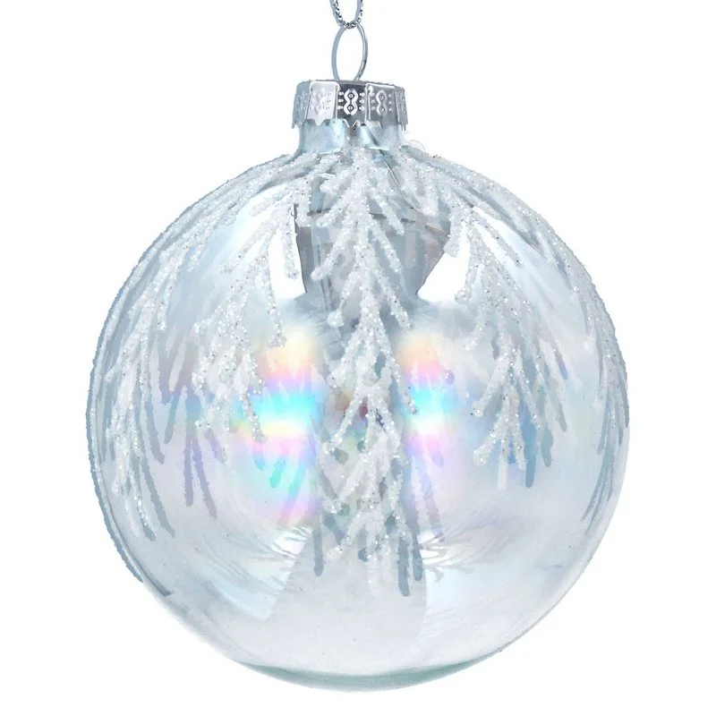 Silver Glitter Twigs Soap Bubble Glass Bauble