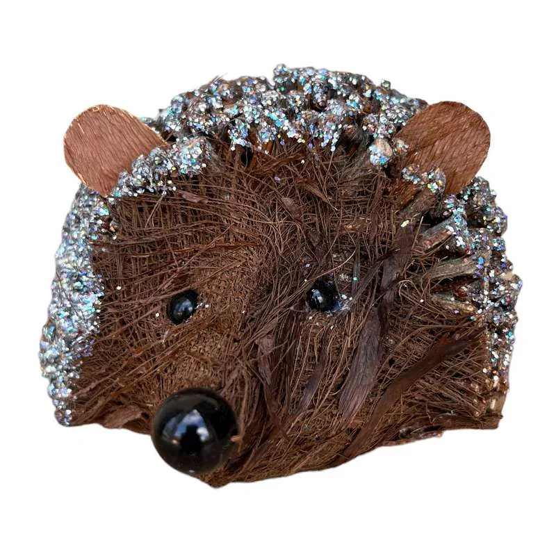 Twig Hedgehog Ornament With Glitter Large