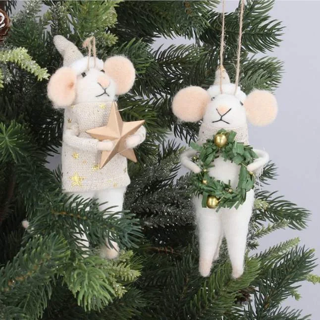 White Mouse Holding Decoration