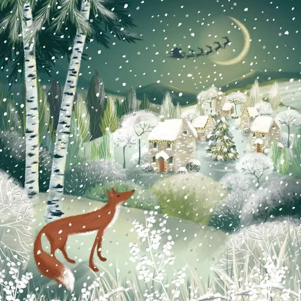 Charity Christmas Cards 6 pack Fox & Snow